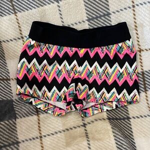 Varsity Black Chevron Shorts with Neon Pink Accents